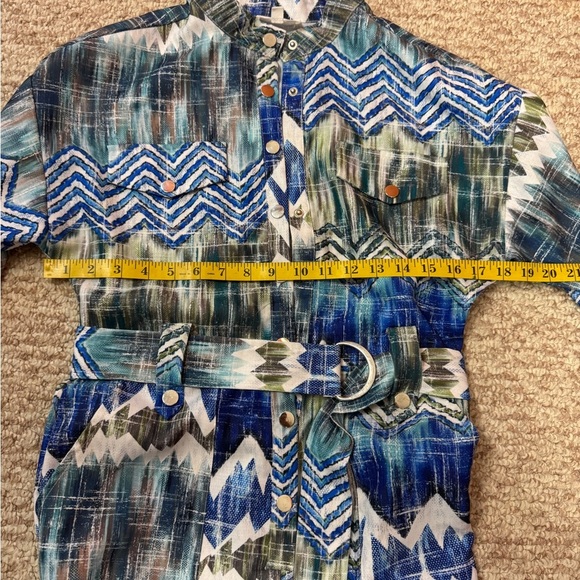 L'ATISTE Blue and Green Patterned Jumpsuit Size Small. E71 - Picture 14 of 15